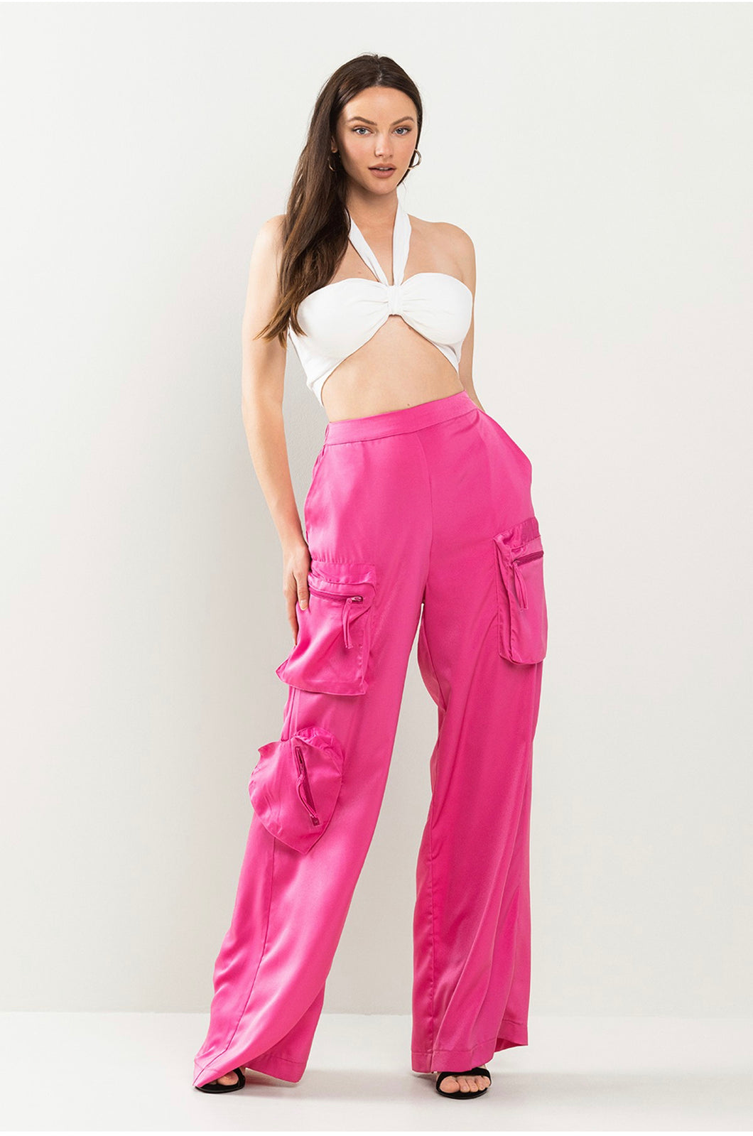 Dotti Cargo pink silk pants